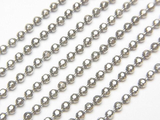 Silver 925 Cut Ball Chain 2mm Oxidized Finish [38cm][40cm][45cm] Necklace 1pc