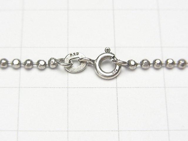 Silver 925 Cut Ball Chain 2mm Oxidized Finish [38cm][40cm][45cm] Necklace 1pc