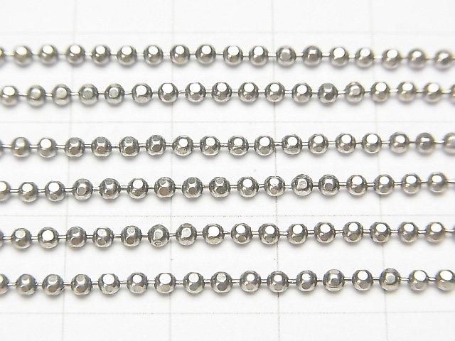 Silver 925 Cut Ball Chain 2mm Oxidized Finish [38cm][40cm][45cm] Necklace 1pc