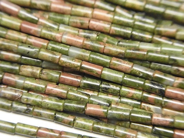 [Video] Unakite Tube 4x2x2mm 1strand beads (aprx.15inch/36cm)