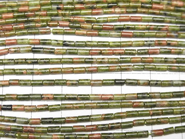 [Video] Unakite Tube 4x2x2mm 1strand beads (aprx.15inch/36cm)