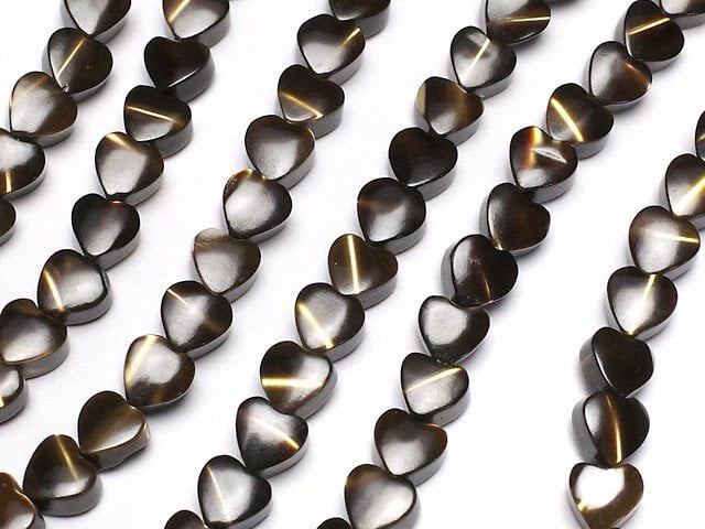 [Video]Mother of Pearl MOP Dark Brown Heart 4x4mm 1strand beads (aprx.15inch/38cm)