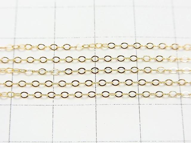 14KGF Flat Cable Chain 1.5mm [40cm][45cm][50cm][60cm][75cm] Necklace 1pc