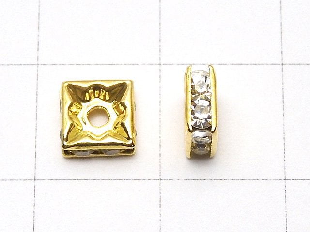 Preciosa Square Rondelle 6x6x2.5mm [Clear x Gold] 10pcs