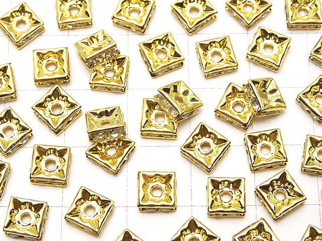 Preciosa Square Roundel 6x6x2.5mm [Clear x Gold] 10pcs