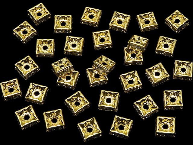 Preciosa Square Rondelle 6x6x2.5mm [Clear x Gold] 10pcs