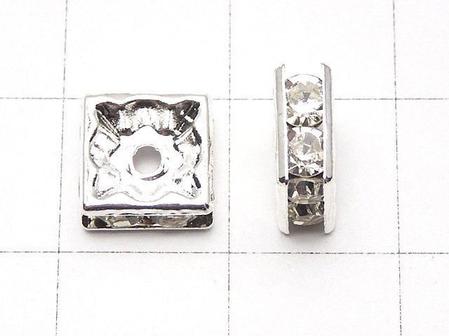 Preciosa Square Roundel 8x8x3.5mm [Clear x Silver] 10pcs