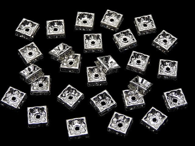 Preciosa Square Roundel 8x8x3.5mm [Clear x Silver] 10pcs