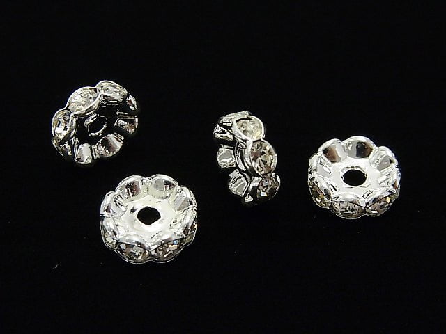 Preciosa Rondelle [Clear x Silver] Flower Shape 4-10mm 10pcs - !