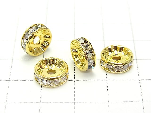 Preciosa Rondelle [clear x gold] flat 4-10 mm 10 pcs