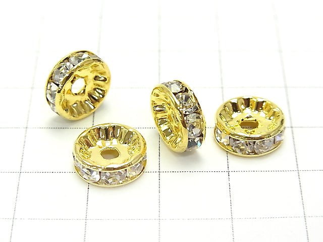 Preciosa Roundel [clear x gold] flat 4-10 mm 10 pcs