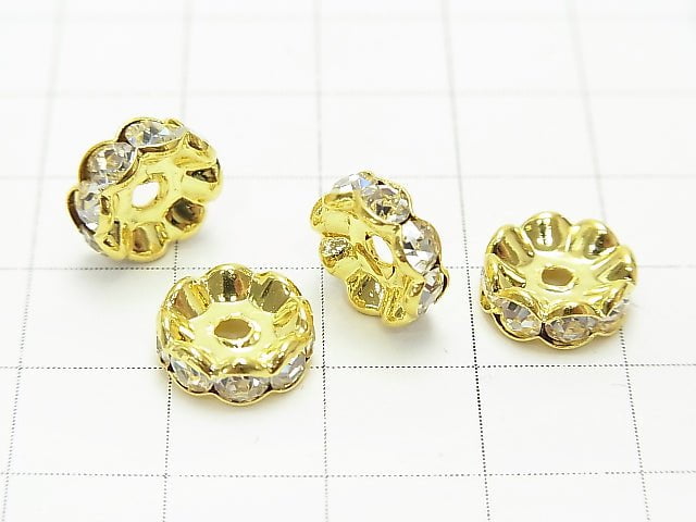 Preciosa Roundel [clear x gold] flower pattern 4-10 mm 10 pcs