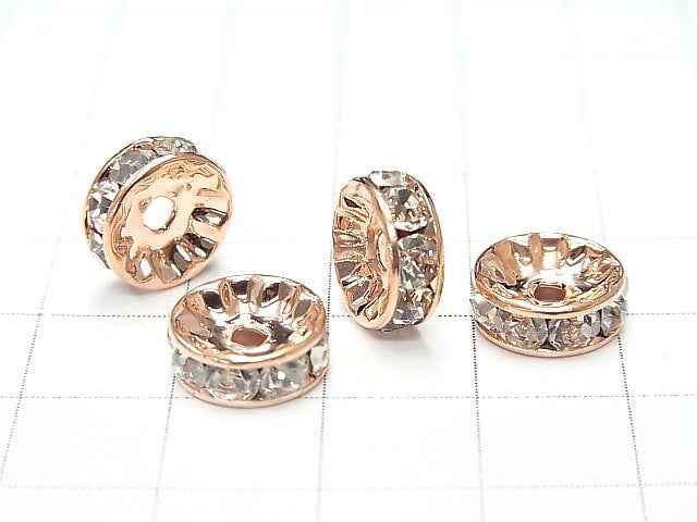Preciosa Rondelle [Clear x Rose] Flat 4-10 mm 10 pcs