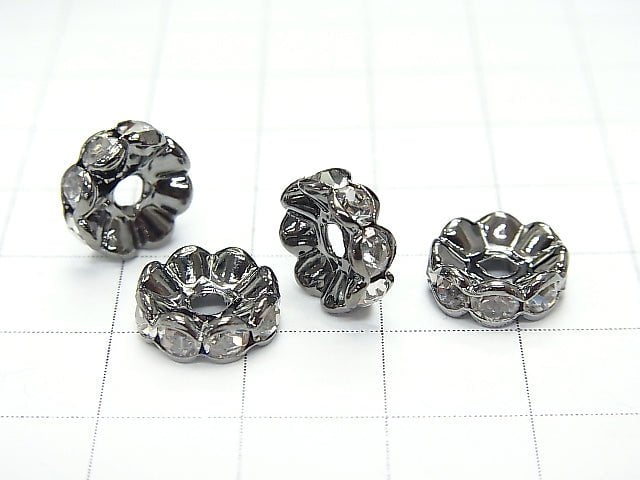 Preciosa Rondelle [Clear x Black] flower form 4-10 mm 10 pcs