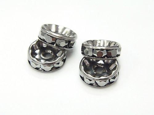 Preciosa Rondelle [Jet Hematite x Black] Flat 4-10mm 10pcs