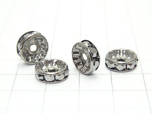 Preciosa Rondelle [Jet Hematite x Black] Flat 4-10mm 10pcs