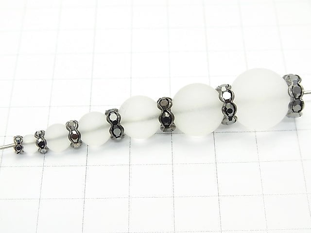Preciosa Rondelle [Jet Hematite x Black] flower pattern 4-10 mm 10 pcs