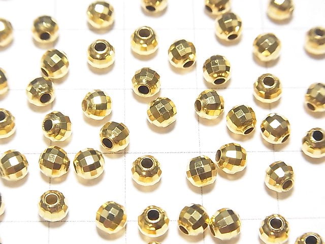 Silver925  Faceted Round 4mm  18KGP 5pcs