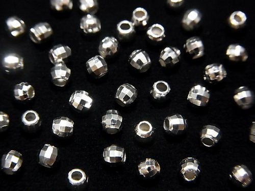 Silver925  Faceted Round 3mm  Rhodium Plated  10pcs