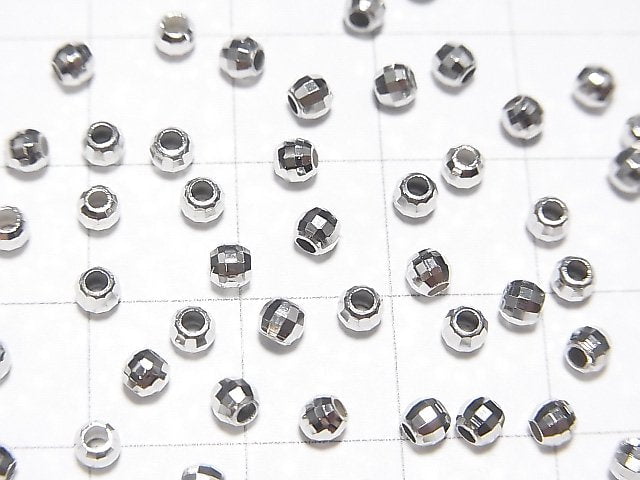 Silver925  Faceted Round 3mm  Rhodium Plated  10pcs