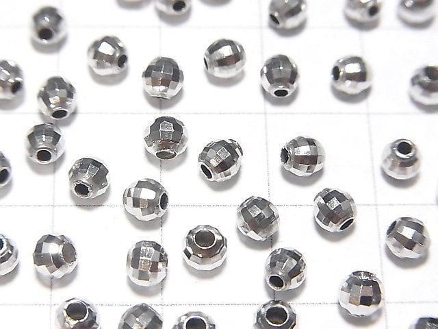 Silver925  Faceted Round 4mm  Rhodium Plated  10pcs $3.39