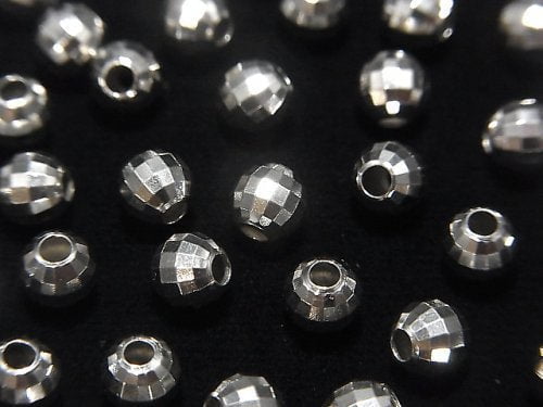 Silver925  Faceted Round 5mm  Rhodium Plated  5pcs