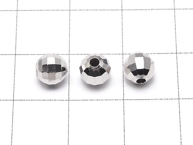 Silver925  Faceted Round 6mm  Rhodium Plated  5pcs
