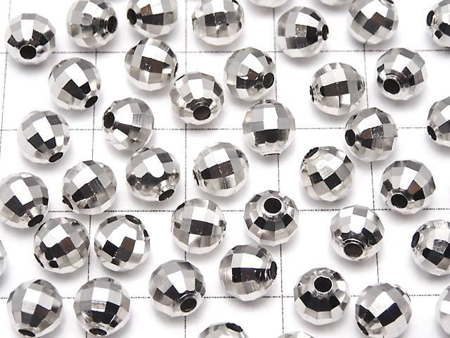Silver925  Faceted Round 6mm  Rhodium Plated  5pcs