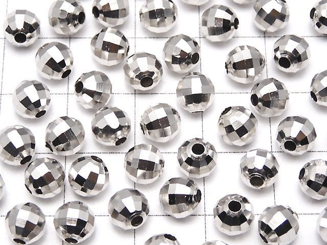 Silver925  Faceted Round 6mm  Rhodium Plated  5pcs $4.79