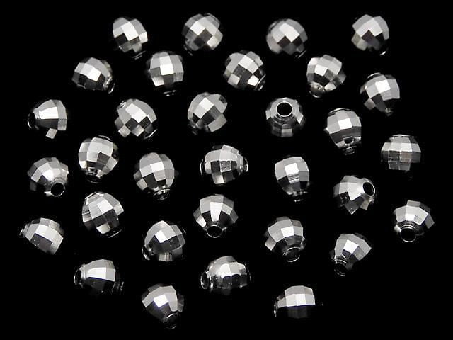 Silver925  Faceted Round 6mm  Rhodium Plated  5pcs