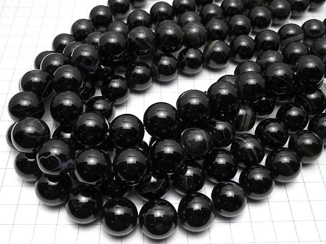 Striped Onyx Round 18mm half or 1strand beads (approx. 15 inches/36 cm)
