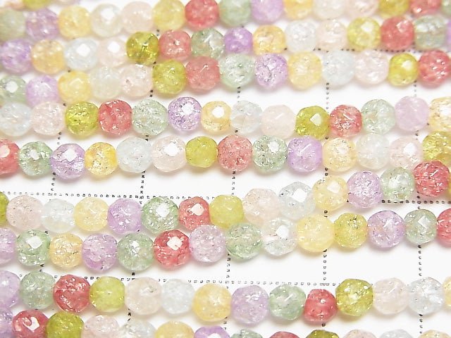 [Video] 1strand $7.79! Multicolor Cracked Crystal 32 Faceted Round 4 mm NO.2 1 strand beads (aprx.15 inch / 36 cm)