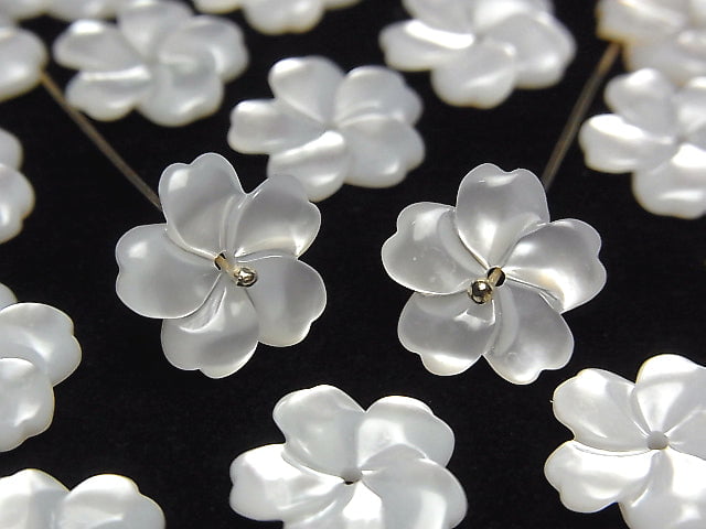 [Video] High Quality White Shell (Silver-lip Oyster) AAA Flower 12mm Center Hole 3pcs