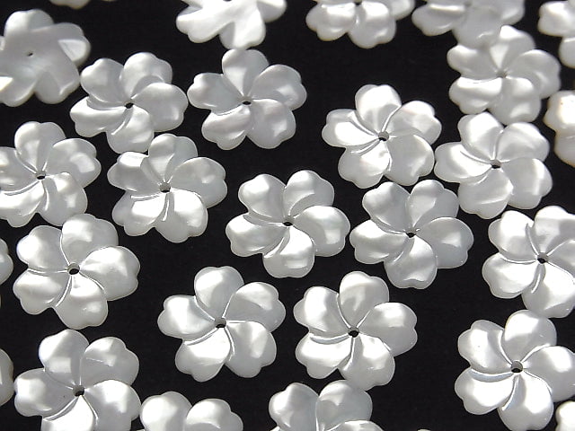 [Video] High Quality White Shell (Silver-lip Oyster) AAA Flower 12mm Center Hole 3pcs