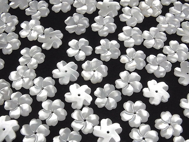 [Video] High Quality White Shell (Silver-lip Oyster) AAA Flower 12mm Center Hole 3pcs