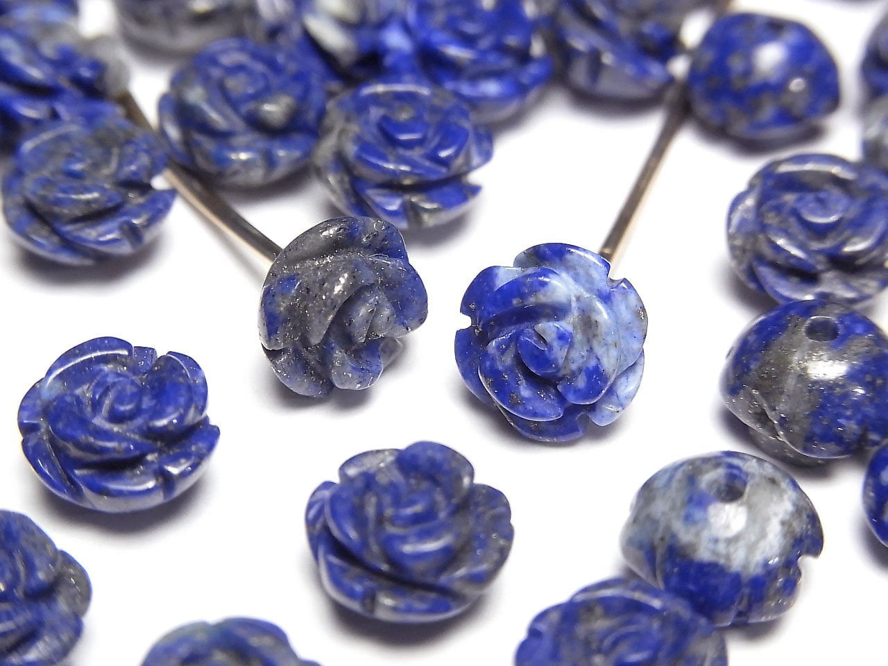 Lapis-lazuli AA Rose 8mm [Trou semi-percé] 4 pièces