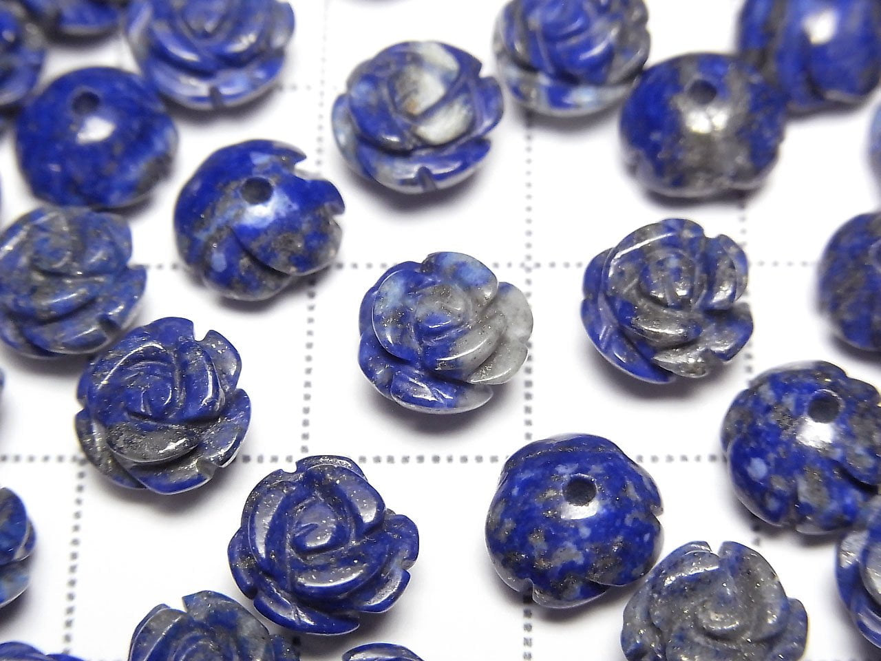 Lapis-lazuli AA Rose 8mm [Trou semi-percé] 4 pièces