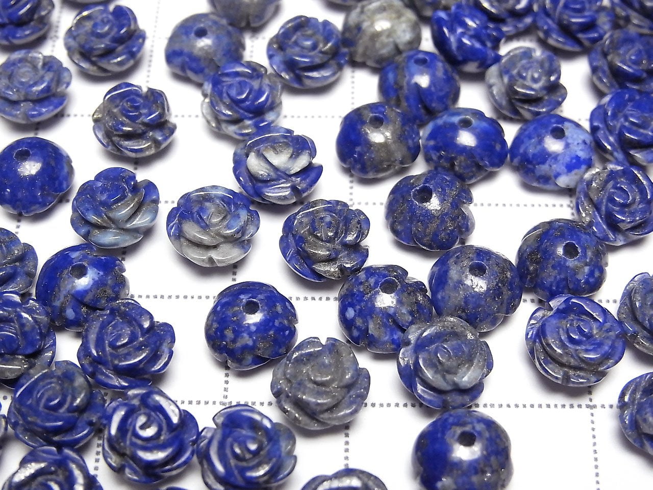 Lapis-lazuli AA Rose 8mm [Trou semi-percé] 4 pièces