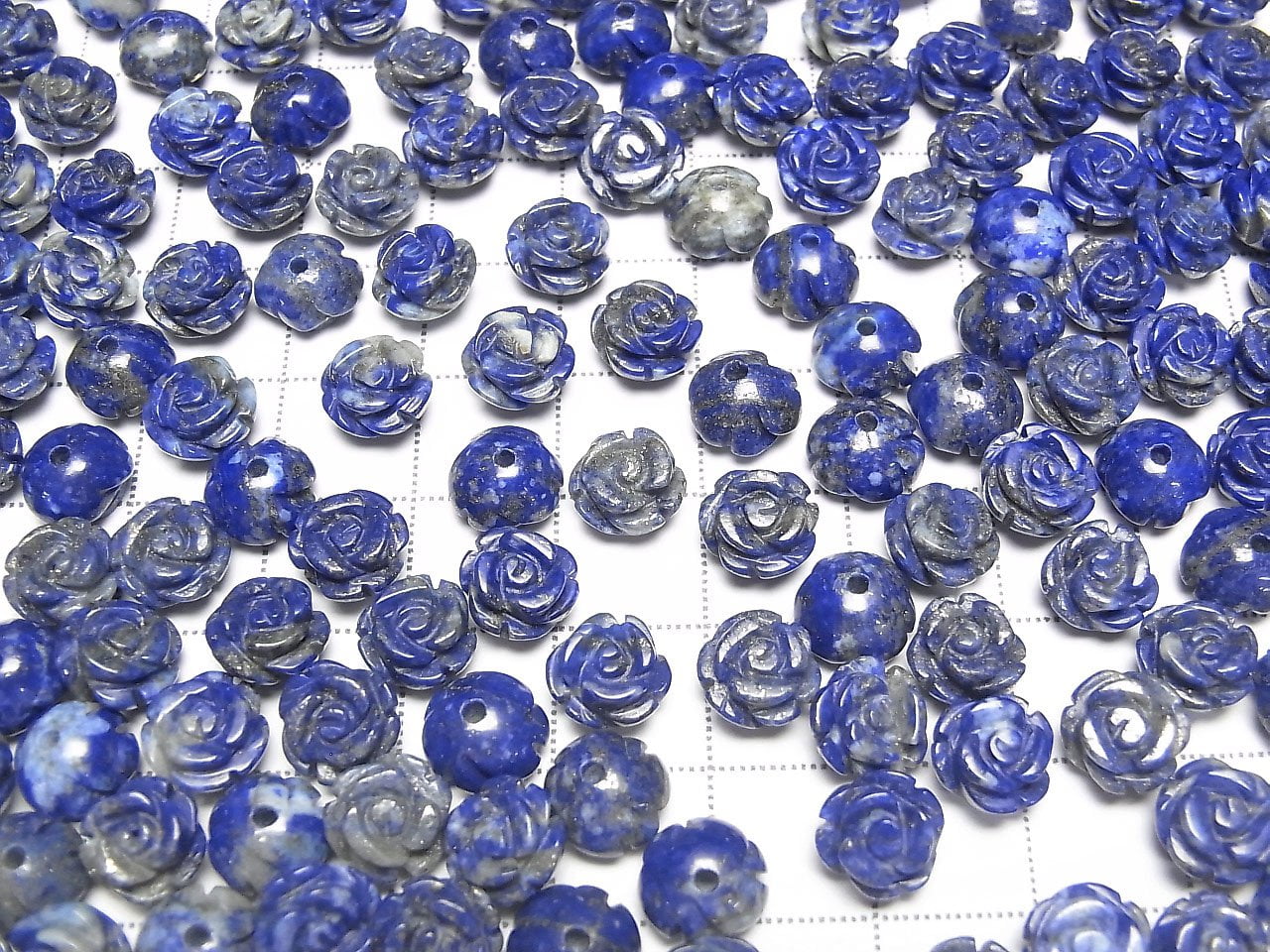 Lapis-lazuli AA Rose 8mm [Trou semi-percé] 4 pièces