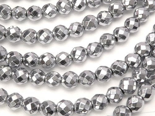 Faceted Round, Hematite Gemstone Beads