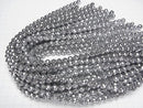 Hematite 64Faceted Round 8mm Silver Coated 1strand beads (aprx.15inch/37cm)