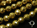 1strand $8.79! Hematite 64 Faceted Round 8 mm gold coating 1 strand beads (aprx.15 inch / 37 cm)