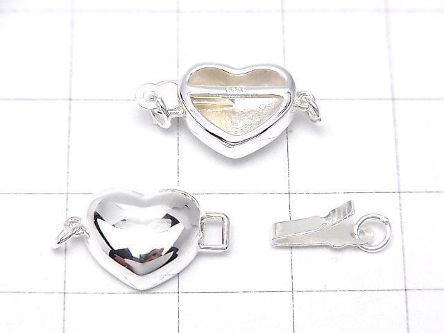 Silver925 Clasp Heart 17x9.5x5mm [No coating][Rhodium Plated][18KGP] 1pc