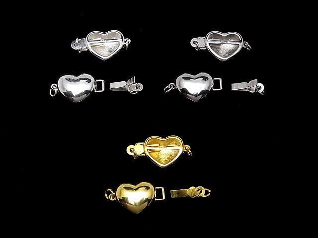 Silver925 Clasp Heart 17x9.5x5mm [No coating][Rhodium Plated][18KGP] 1pc