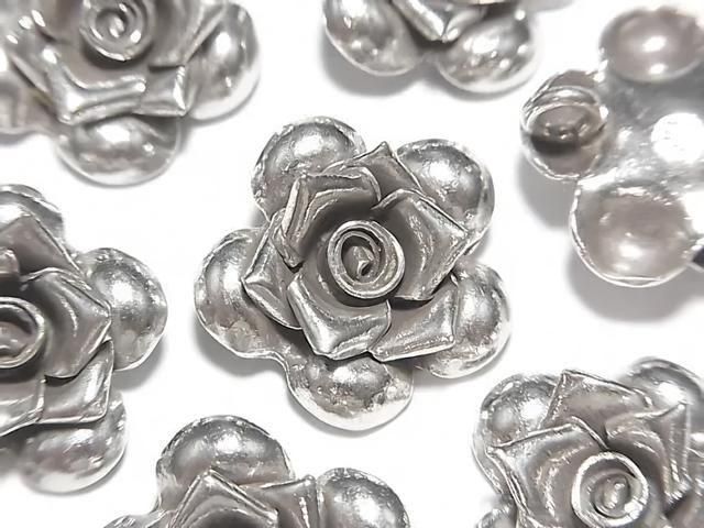 Karen Silver Rose Ornament Charm [13x7mm][17x6mm][22x7.5mm] 1pc