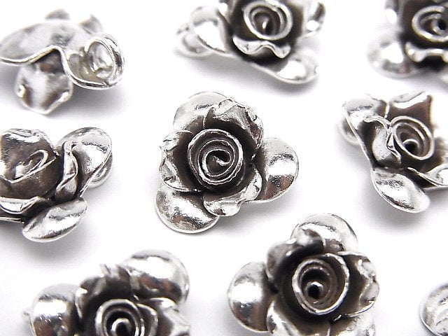 Karen Silver Rose Charm 13x13x6mm 1pc