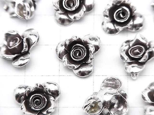 Karen Silver Rose Charm, 13x13x6mm, 1pc