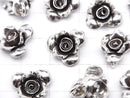 Karen Silver Rose Charm 13x13x6mm 1pc