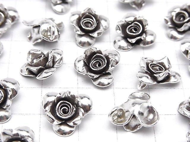 Karen Silver Rose Charm, 13x13x6mm, 1pc