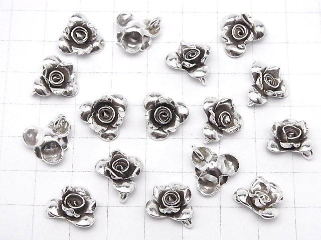 Karen Silver Rose Charm, 13x13x6mm, 1pc